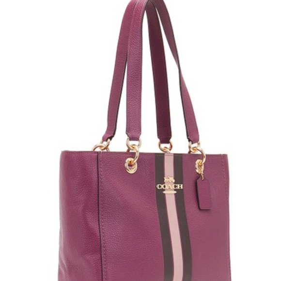 Coach Burgundy and Pink Leather Bag - Picture 6 of 11